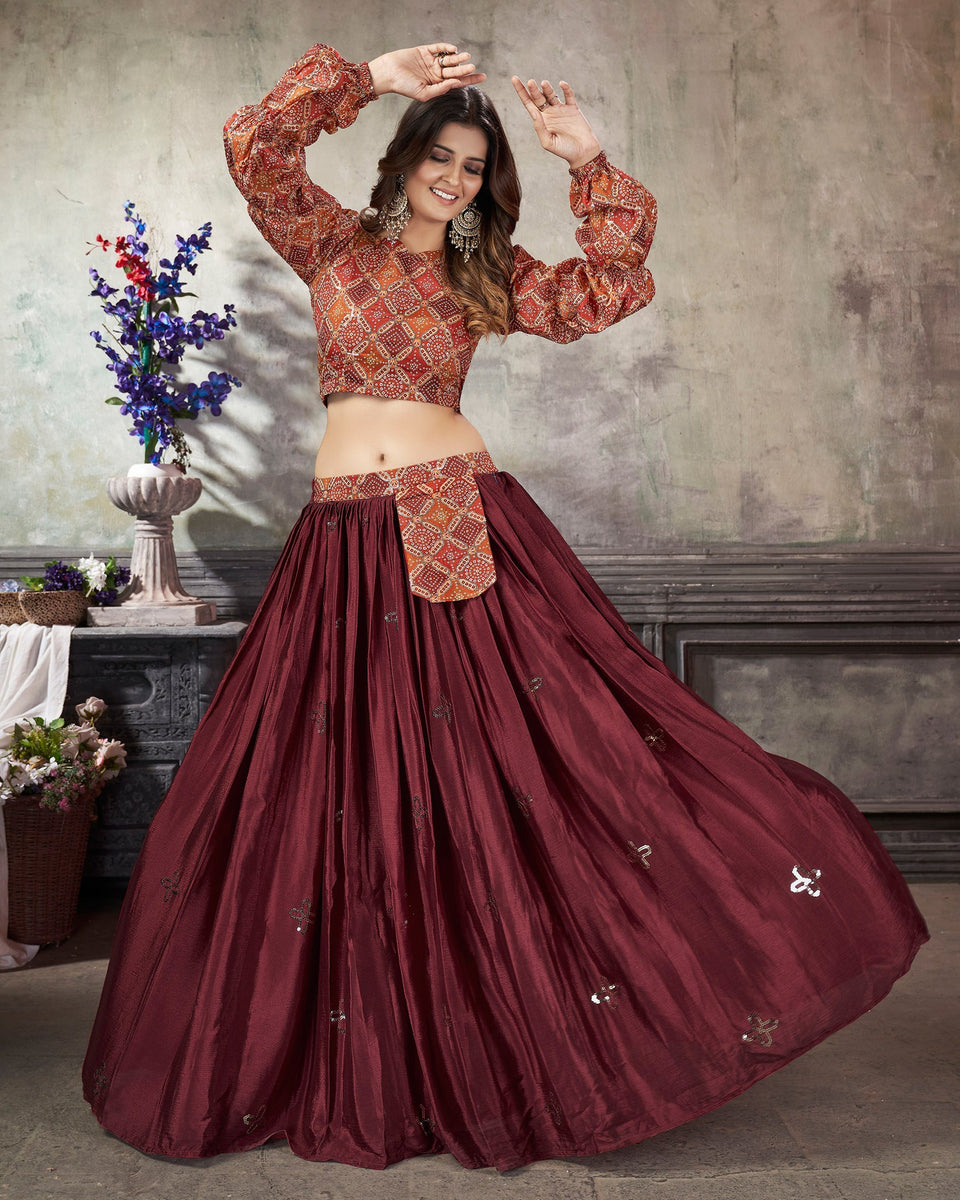 Crop top 2025 with maroon skirt