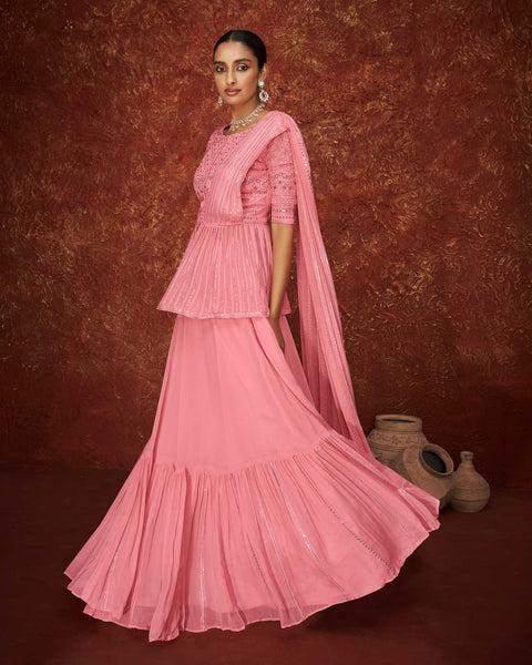 Pink Georgette Sharara Suit Dress