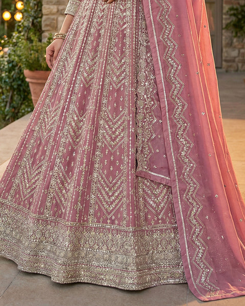 Pink Georgette Anarkali Gown For Women