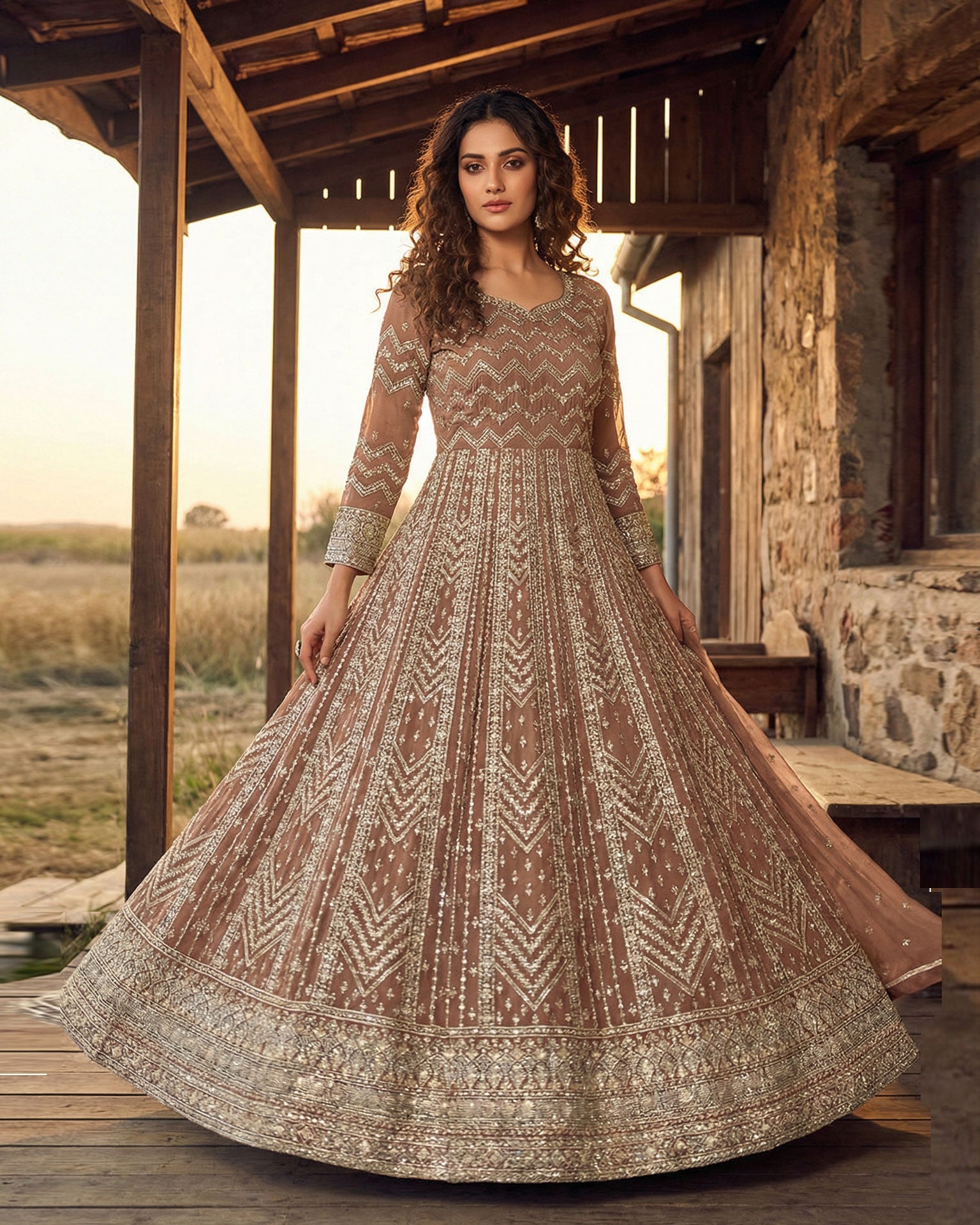 Brown Georgette Anarkali Gown For Women Mehak Boutique Brown Georgette Anarkali Gown For Women Mehak Boutique