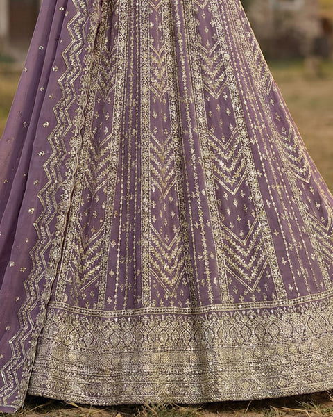 Purple Georgette Anarkali Gown For Women