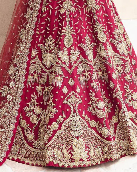 Maroon Zari & Diamond Work Women Unstitched Anarkali Gown