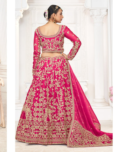 Pink Jimmy Choo Zari & Stone Work Women Unstitched Wedding Lehenga Choli