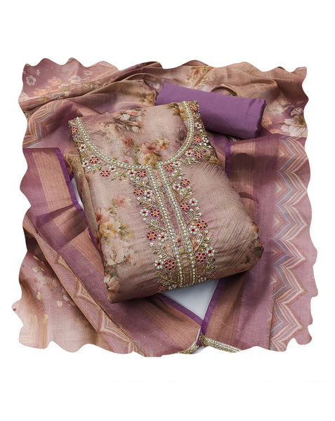 Lavender Viscose Women Unstitched Plus Size Salwar Kameez With Printed Dupatta