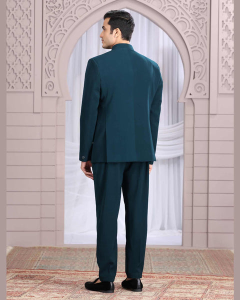 Dark Green Imported Fabric Men Jodhpuri Coat