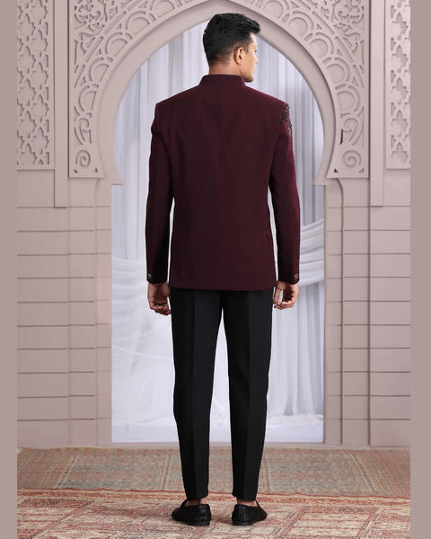 Wine Imported Fabric Men Jodhpuri Coat