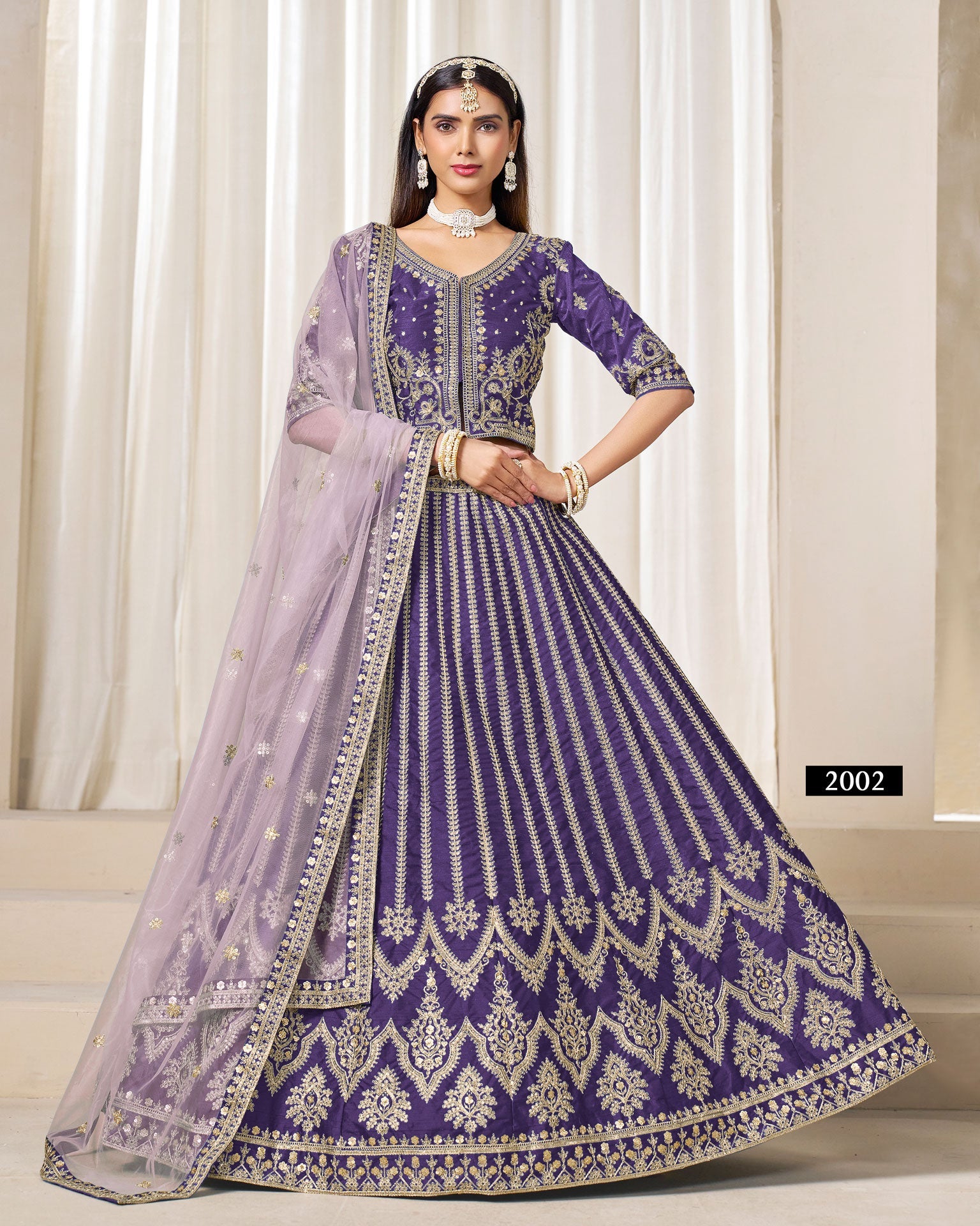 Royal Blue Zari Sequins Work Art Silk Unstitched Women Lehenga Choli For Wedding