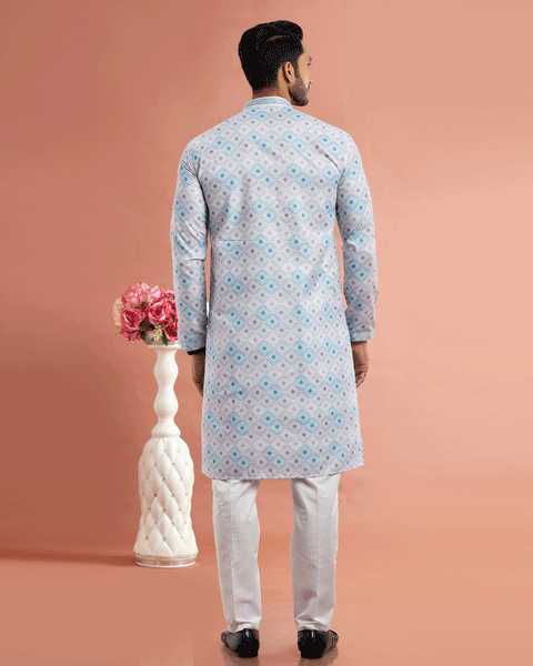 Multicolor Cotton Digital Print Readymade Kurta Set For Man