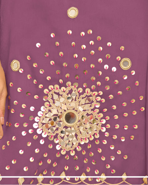 Purple Simar Silk Mirror Work Readymade Woman Sharara Suit