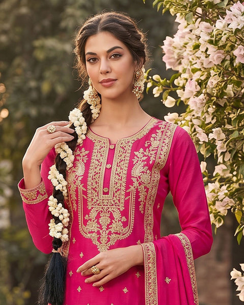 Chinnon Silk Woman Palazzo Suit In Pink 