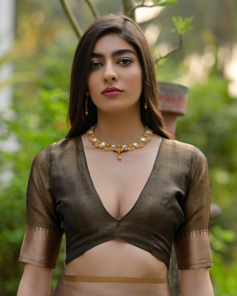 Coffee Brown Kalyani Silk Saree For Women With Unstitched Blouse