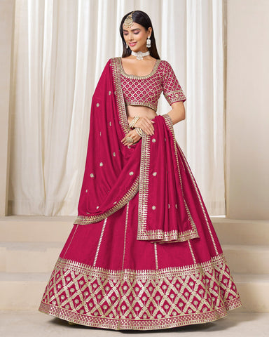 Maroon Art Silk Unstitched Zari Sequins Work Women Lehenga Choli