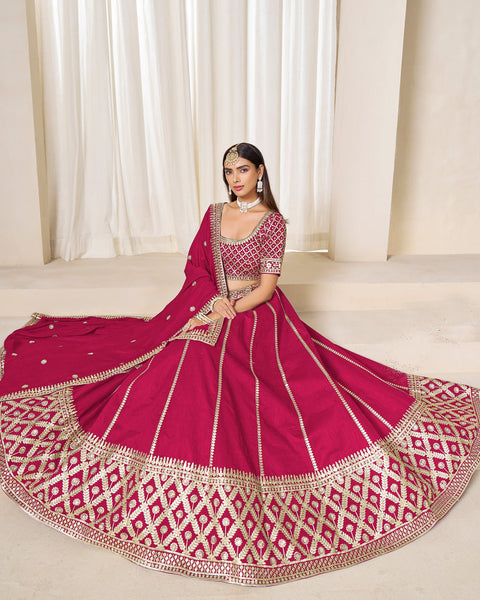 Maroon Art Silk Unstitched Zari Sequins Work Women Lehenga Choli