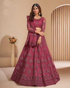 Maroon Net Stone Work Wedding Wear Women Customized Lehenga Choli