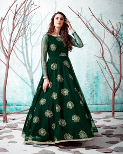 Green Net Anarkali Gown