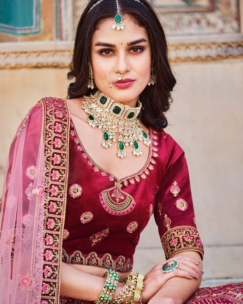 Indian Bridal Wear - Surkhi Saaz Maroon Lehenga By B Anu Designs