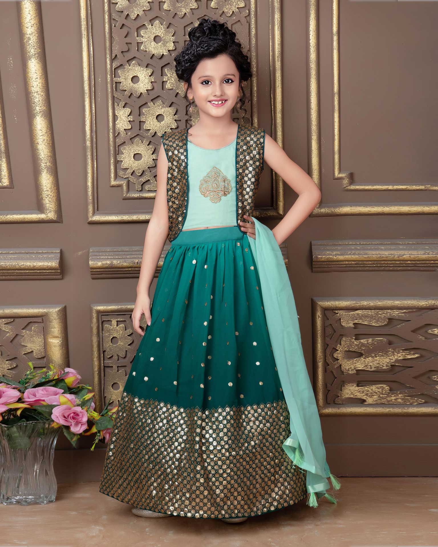 Sky Colour Saanvi New Latest Designer Wedding Kidswear Georgette Lehenga  Choli Collection 5001 - The Ethnic World