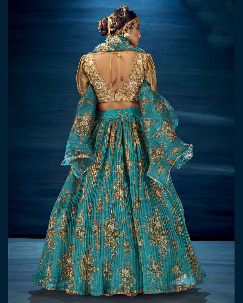 Buy navimi Women's Velvet Embroidered Lehenga Choli Semi Stitched | 2  Dupatta | Blue at Amazon.in
