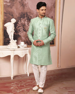 Pista Green Indowestern Dress For Man