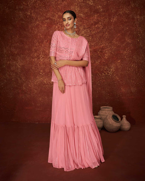 Pink Georgette Sharara Suit Dress