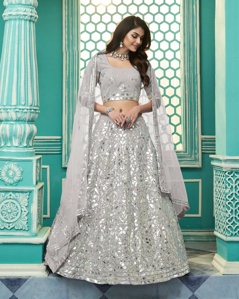 Grey georgette circular lehenga choli 1902