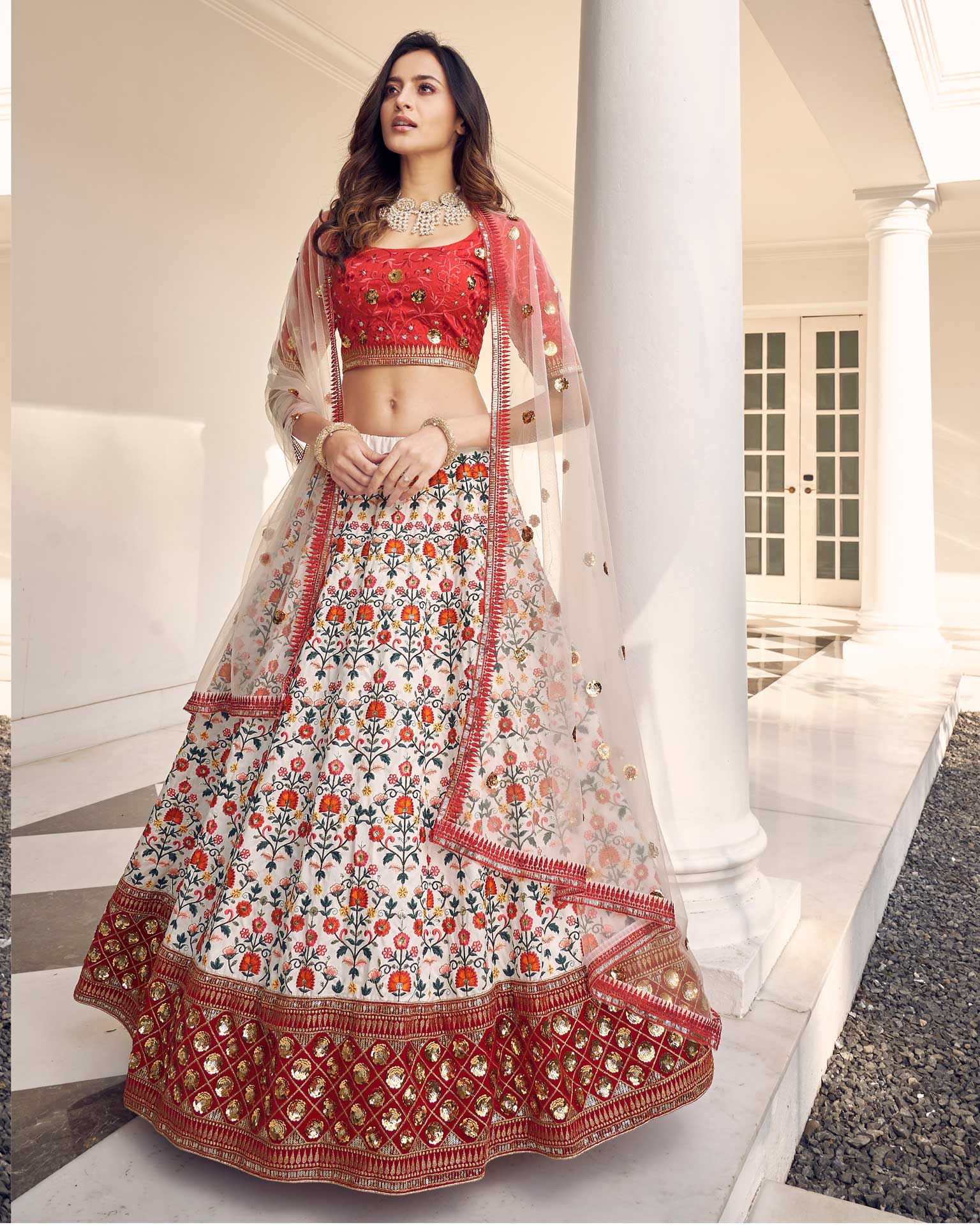 Bridal Lehengas : Red thai silk heavy zari and sequence worked ...